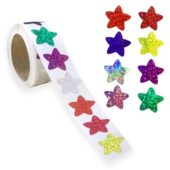 STICKERAFT Other - Holographic colorful Star Stickers Self Adhesive Metallic Glitter Foil 1"